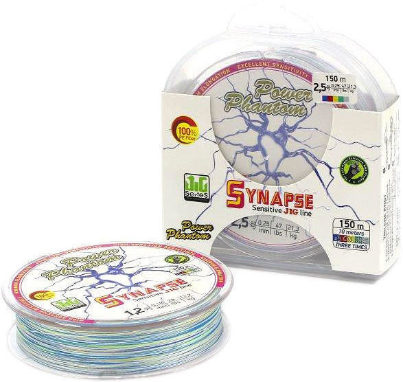 Леска плетеная Power Phantom Synapse PE multicolor 0.16 110м