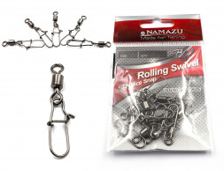 Вертлюг с застежкой Namazu ROLLING SWIVEL WITH NICE SNAP, цв. BN, р. 1, test-78 кг уп.10 шт