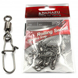 Вертлюг с застежкой Namazu ROLLING SWIVEL WITH NICE SNAP, цв. BN, р. 7, test-23 кг уп.10 шт