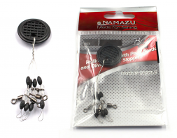 Стопор с вертлюгом Namazu ROLLING SWIVEL PEARL BEADS AND OLIVE RUBBER STOPPER , р. M уп.4 шт