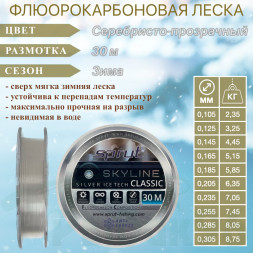 Леска SPRUT Skyline Fluorocarbon Composition Classic Silver 0.105 30м