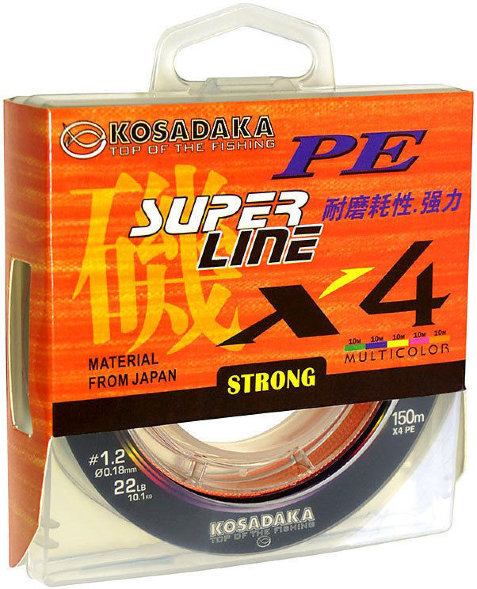 Леска плетеная Kosadaka Super PE X4 multicolor 0.10 150м